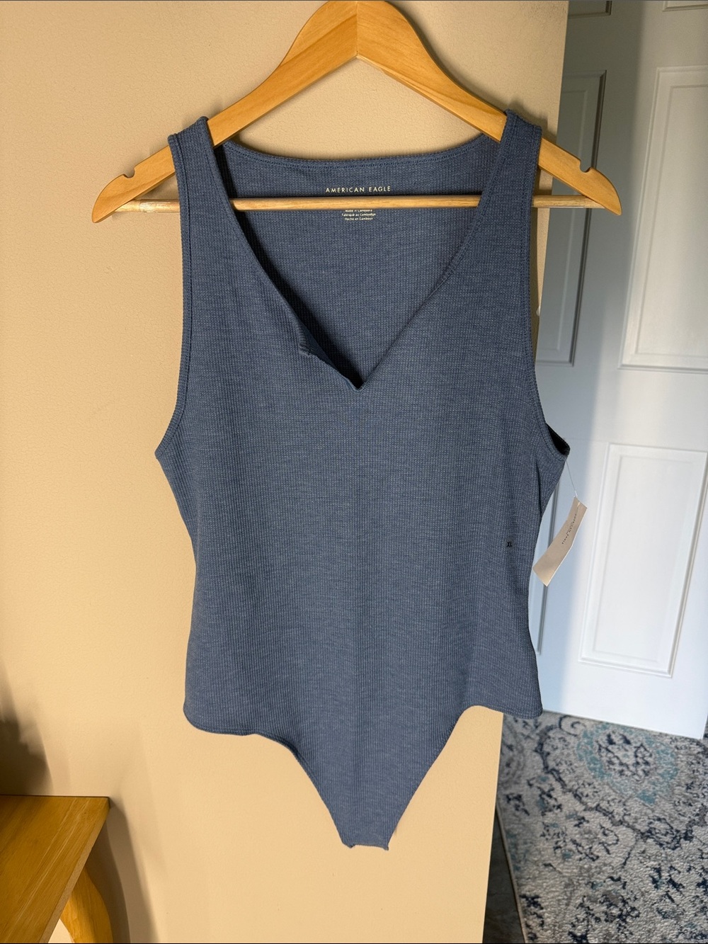 American Eagle waffle knit notched v-neck bodysuit